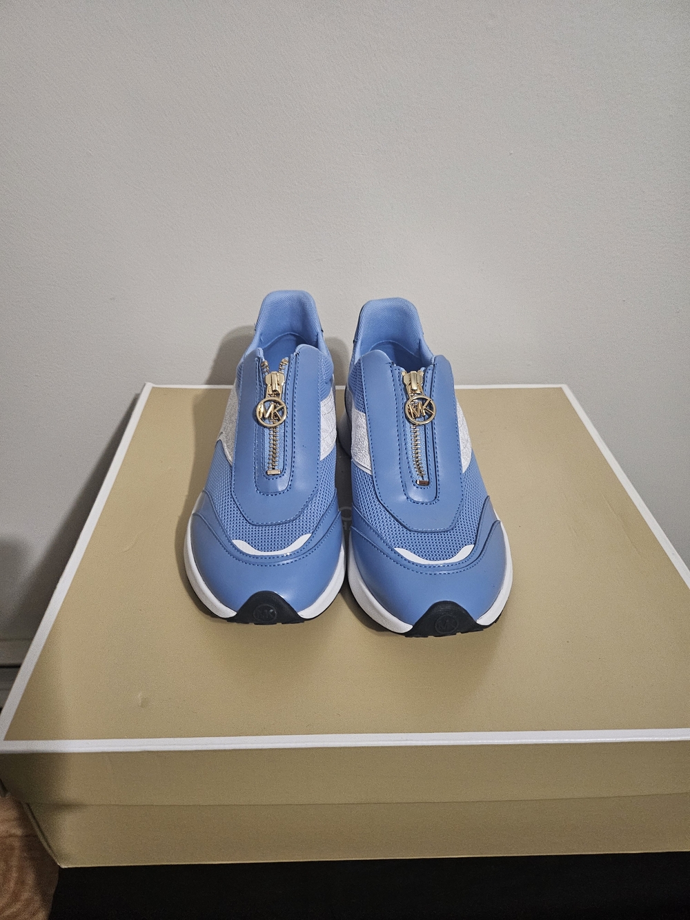 Michael Kors Sky Blue Zip-Front Slip-On Sneakers for Women
